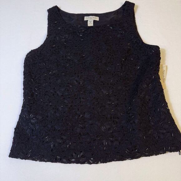 AMANDA SMITH Size 10 Tank Top Beaded Lace Black Cocktail Wedding Evening NWT - Picture 10 of 11
